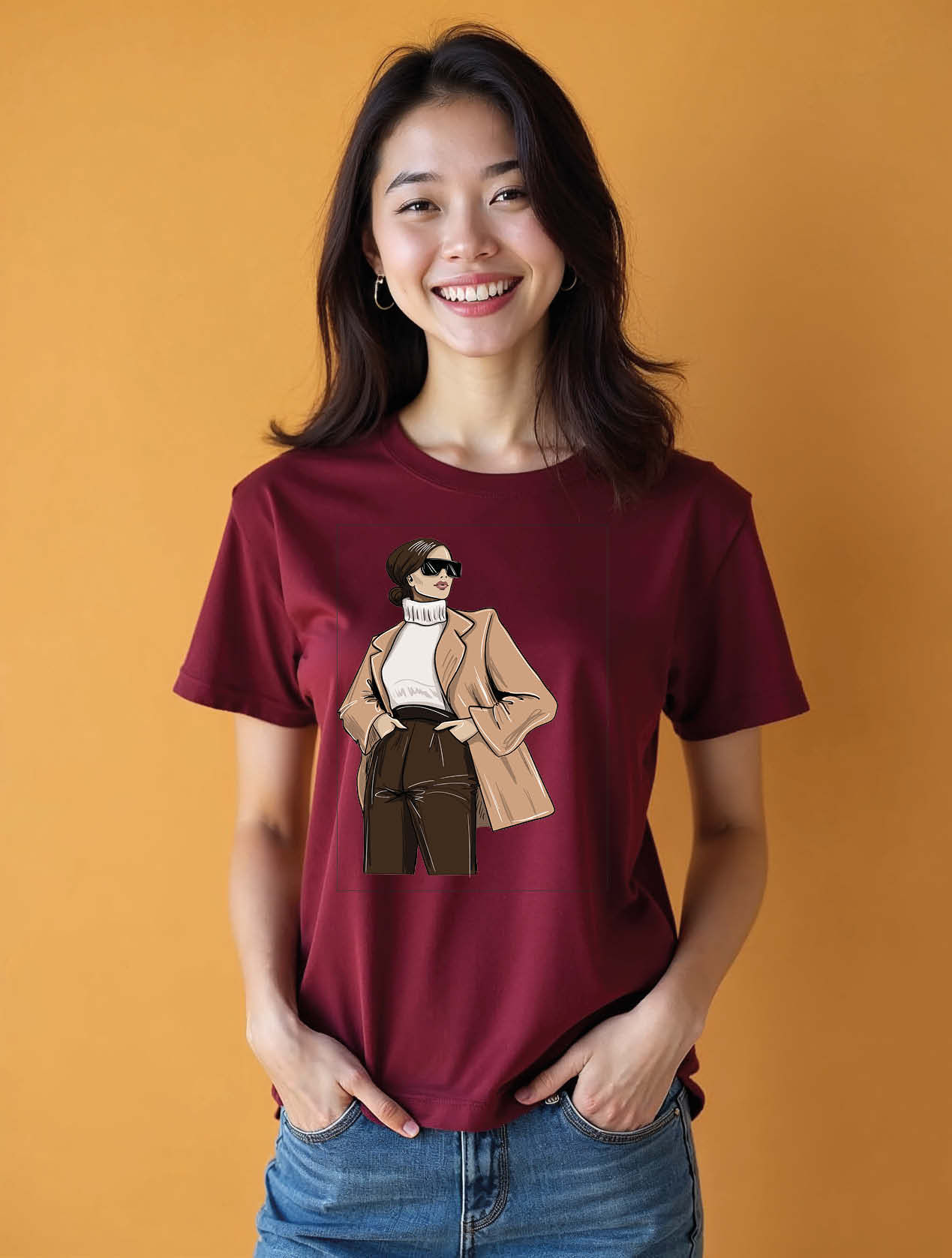 Chic Fashion Illustration Stylish Women’s Typography T-Shirt – Best Price