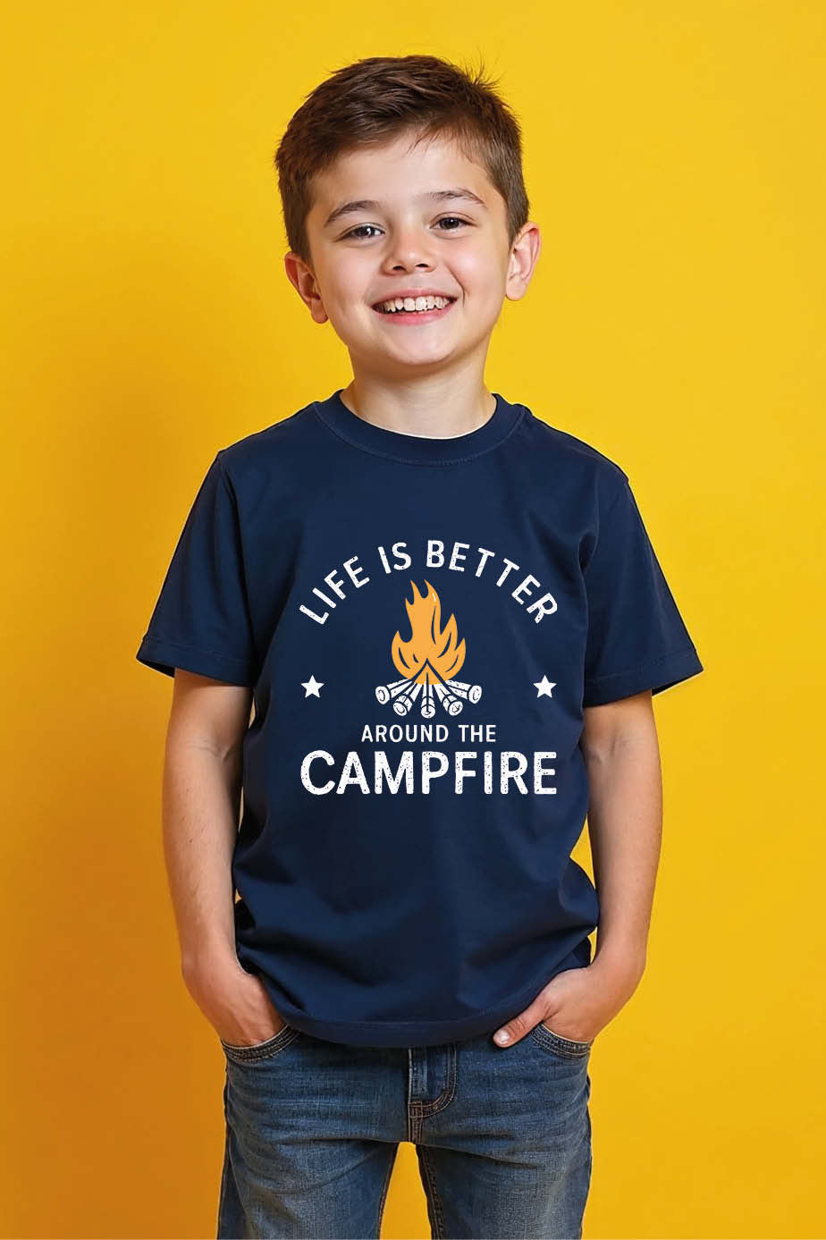 Thumbnail: life is better around the campfire Playful Casual Kids Printed T-Shirt
