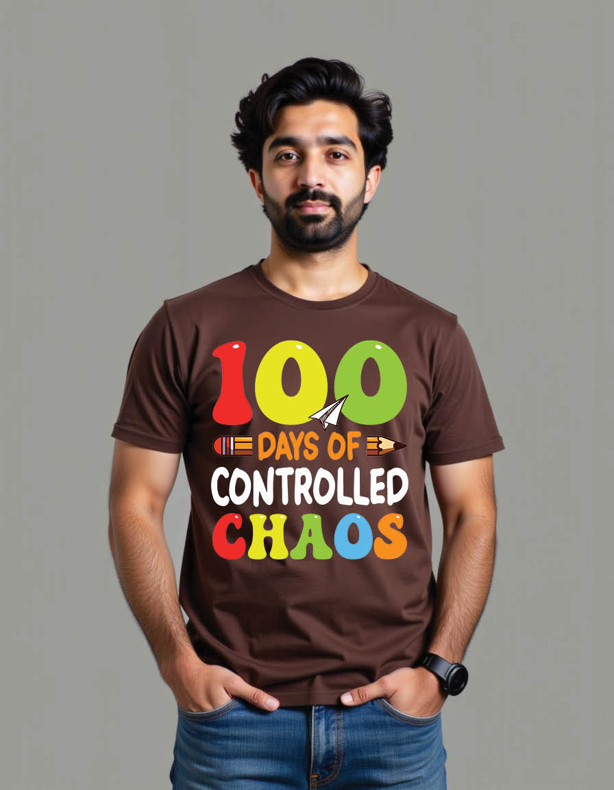 Thumbnail: 100 days controlled chaos mens printed graphic t shirt