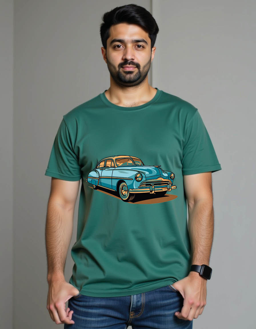 Thumbnail: car with pop art style mens printed graphic t shirt