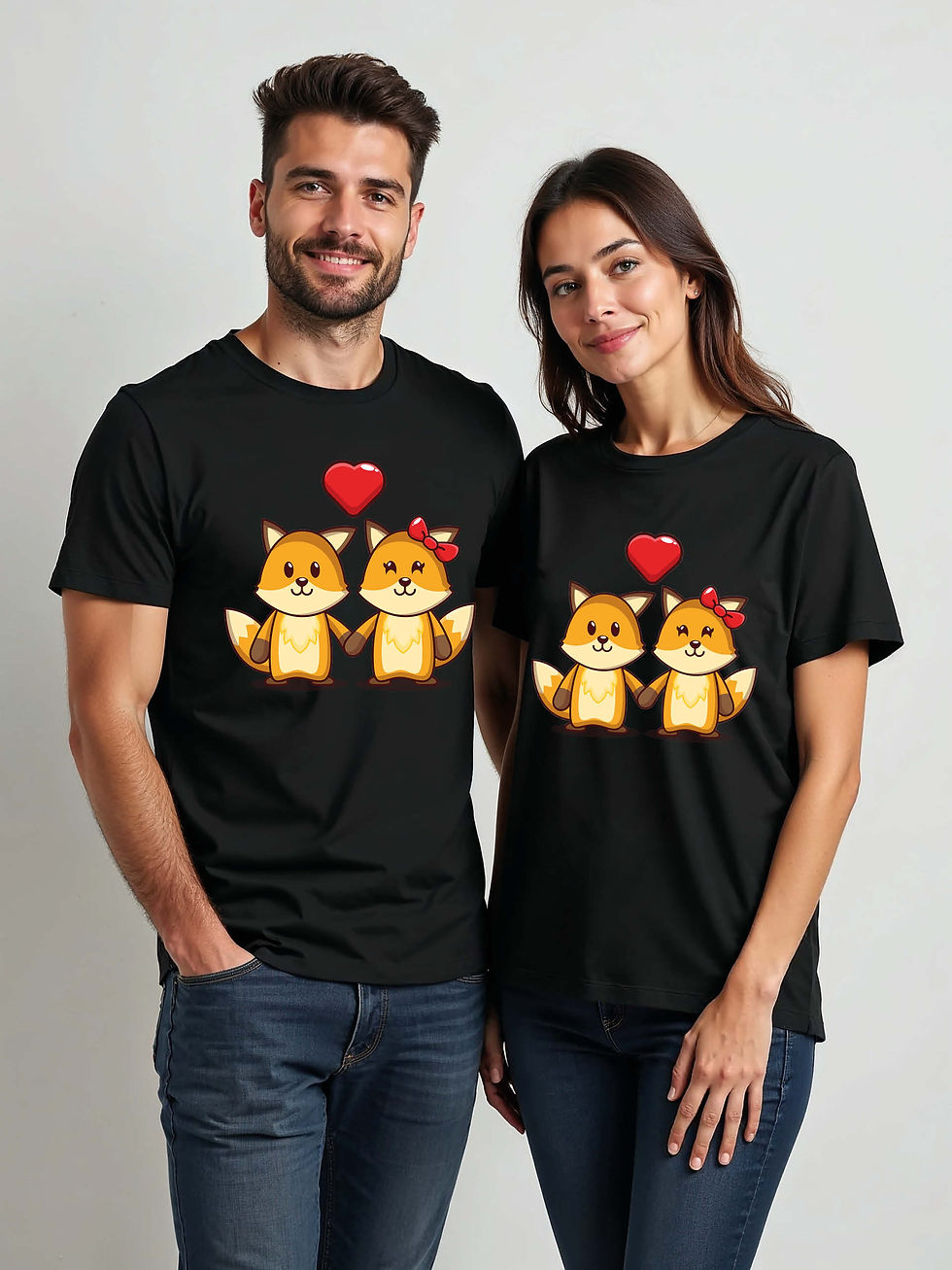 Thumbnail: Valentine’s Cartoon Couple Matching Tee Lovers Edition – Shop Now