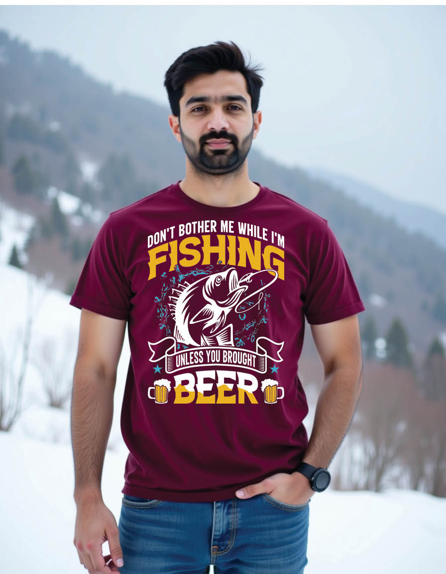 Thumbnail: bother me while i m fishing unless you brought beer mens printed graphic t shirt