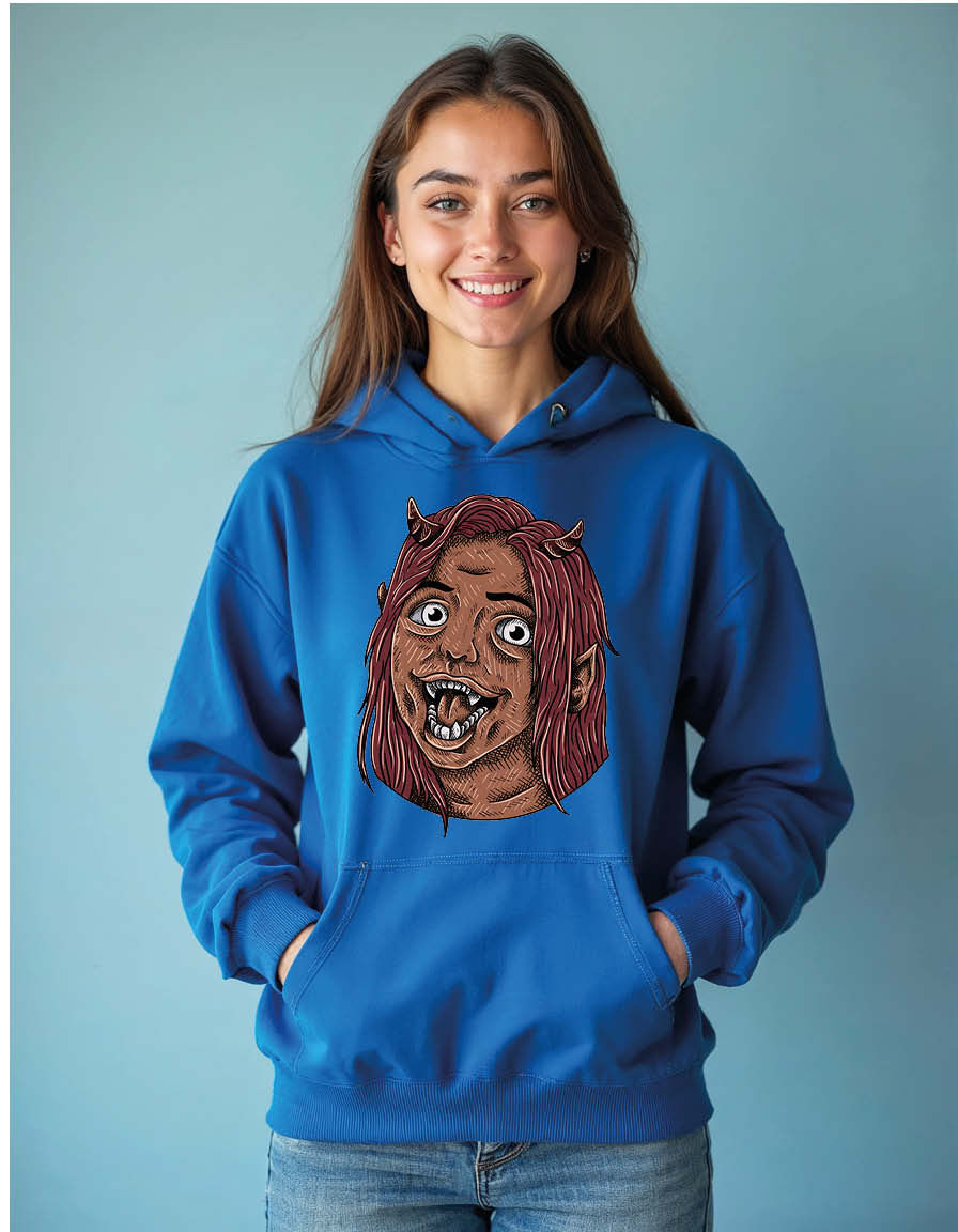 Thumbnail: Creepy Monster Face Illustration Casual Unisex Printed Graphic Hoodies