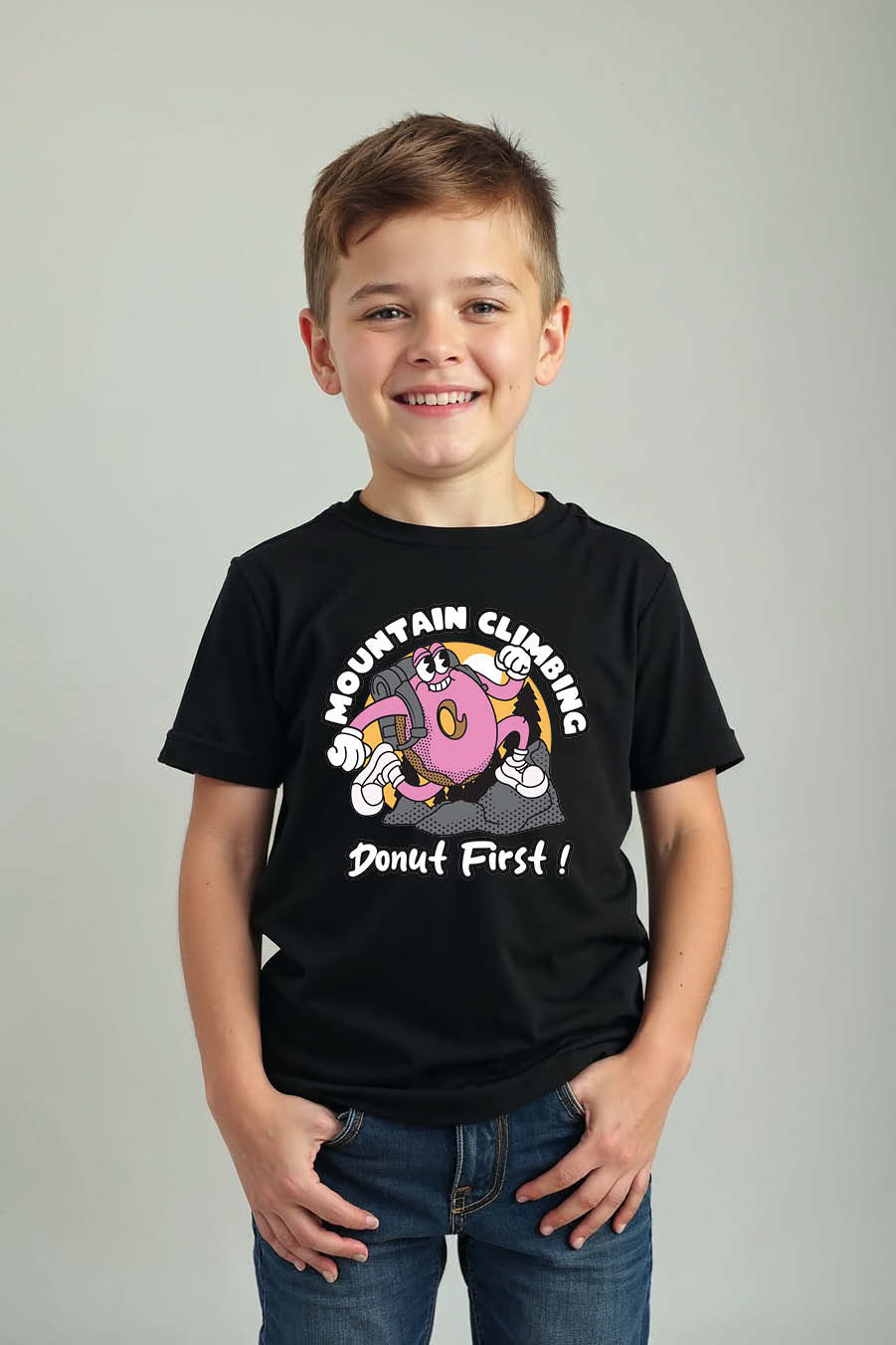Thumbnail: Mountain Climbing Trendy Unisex Kids Graphic Tee – Quote Print Design for Boys