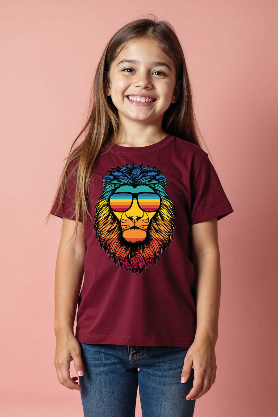 Thumbnail: Cool Retro Rainbow Lion with Sunglasses Graphic T-Shirt Low Price Offer