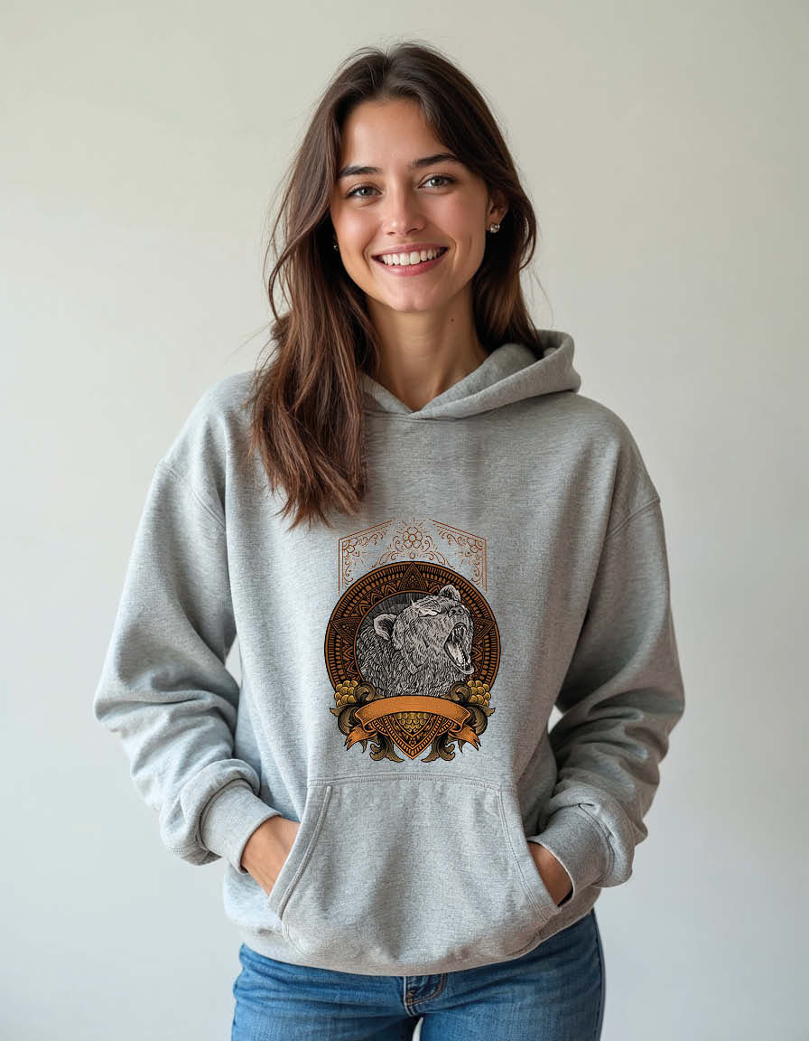 Thumbnail: Fenrir Norse Wolf Knotwork Emblem Unisex Graphic Printed Hoodies