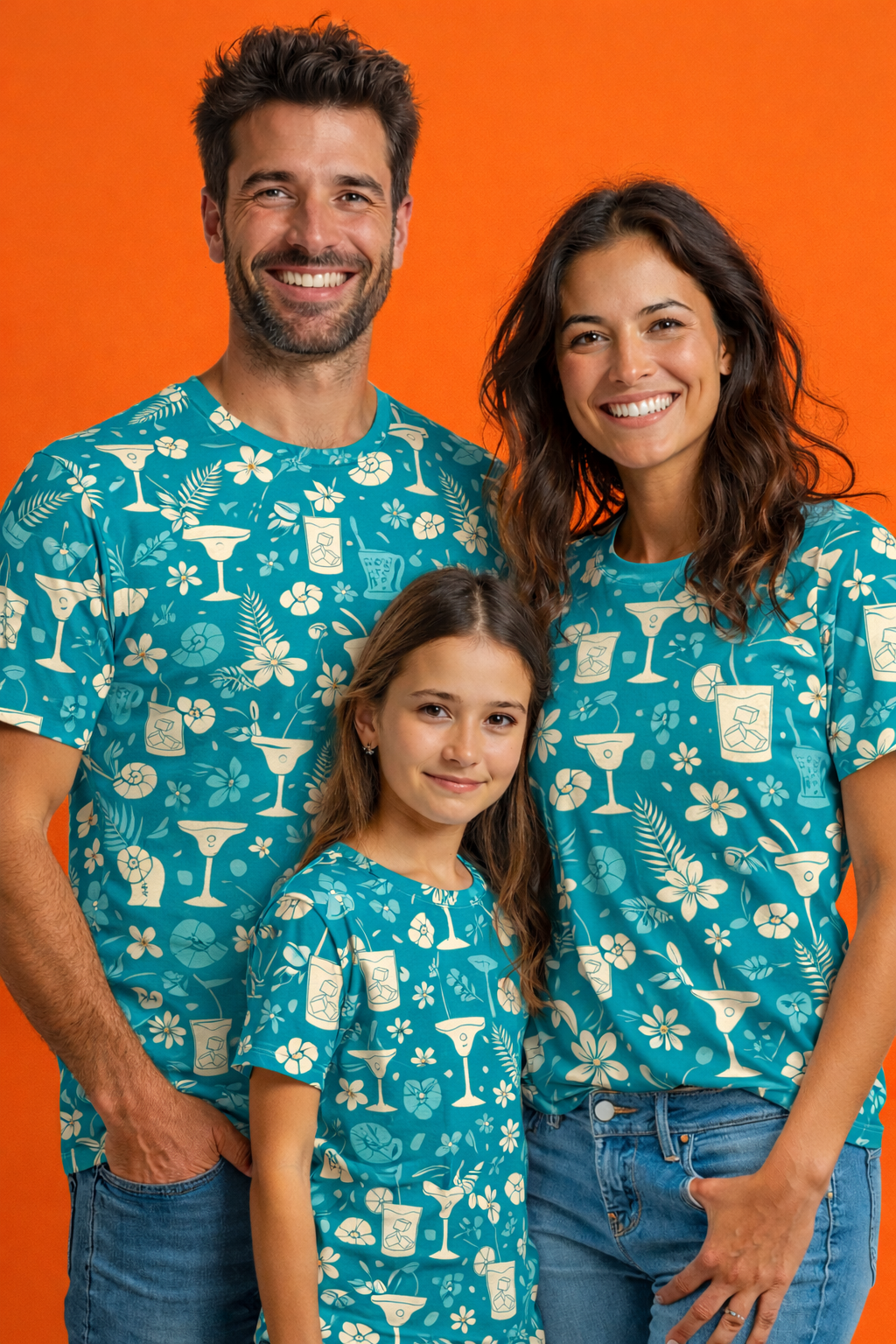 tropical vibes family matching printed tshirts pack of 3