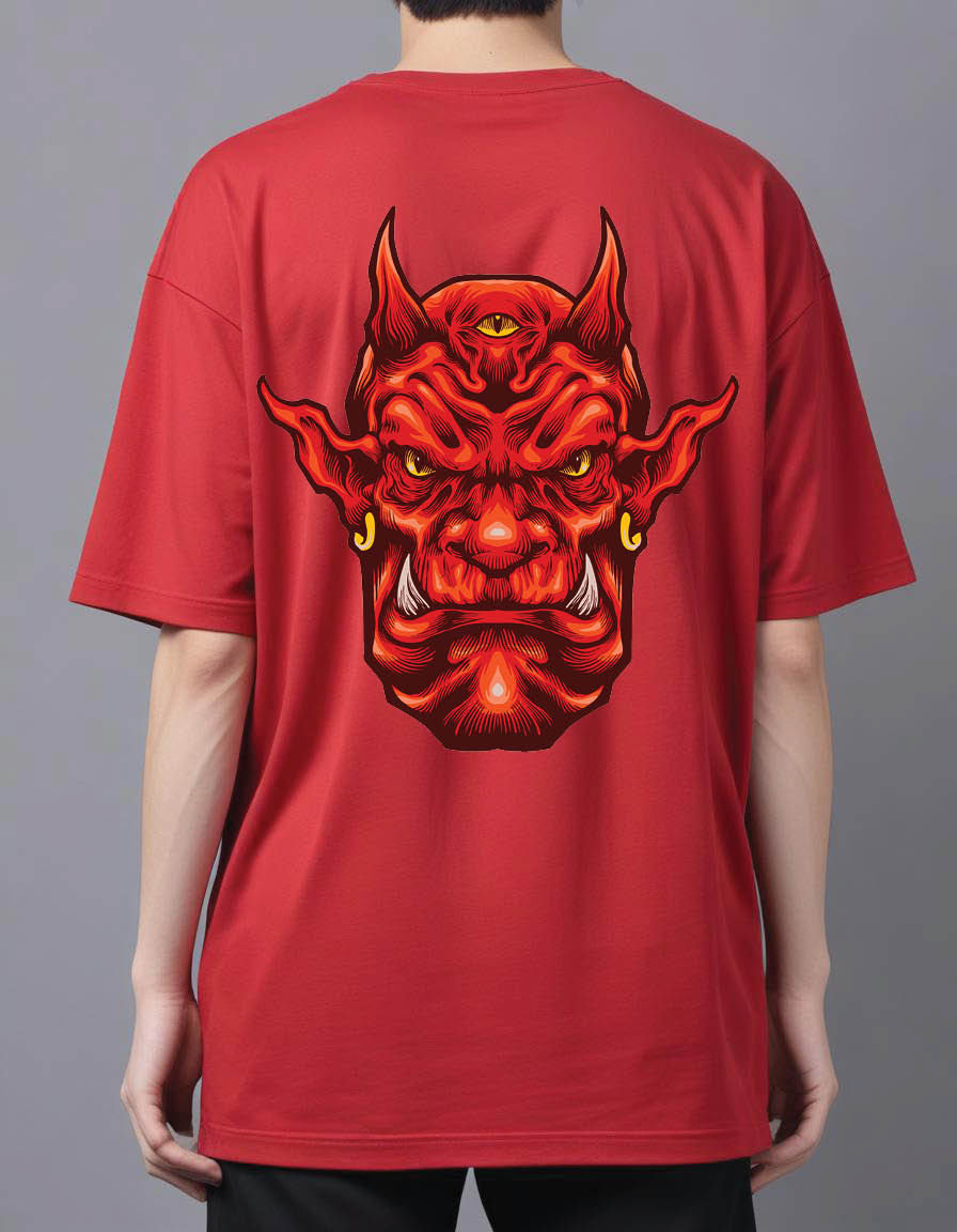 Thumbnail: red fire dragon mens Oversized Printed t shirt