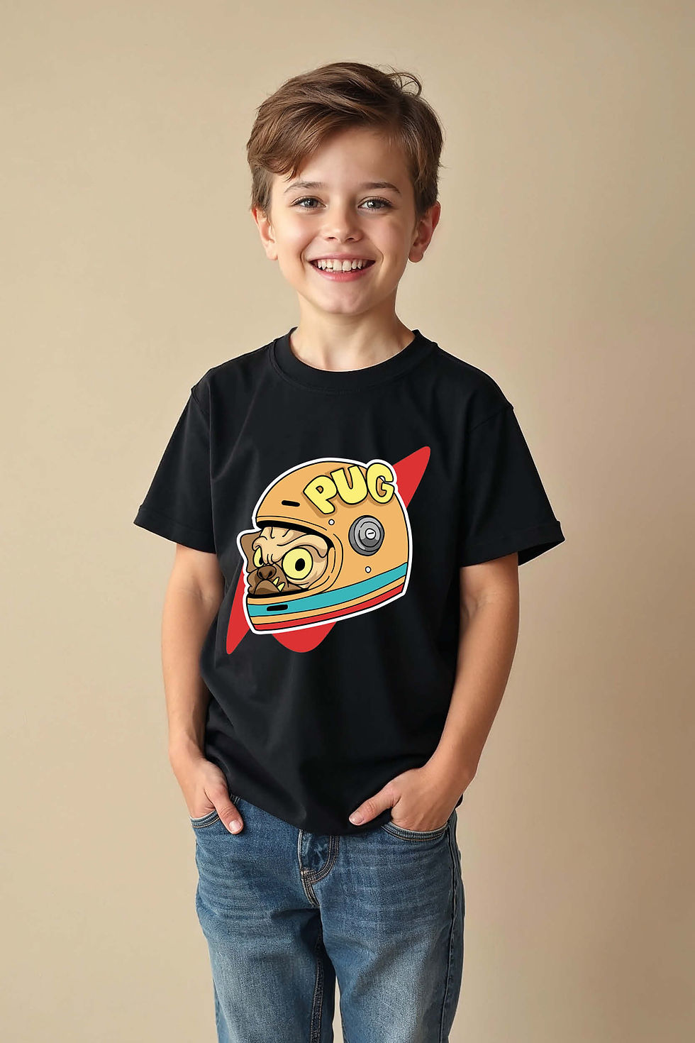Thumbnail: Space Pug Graphic Kids T-Shirt – Cute Astronaut Dog Theme Tee for Boys & Girls