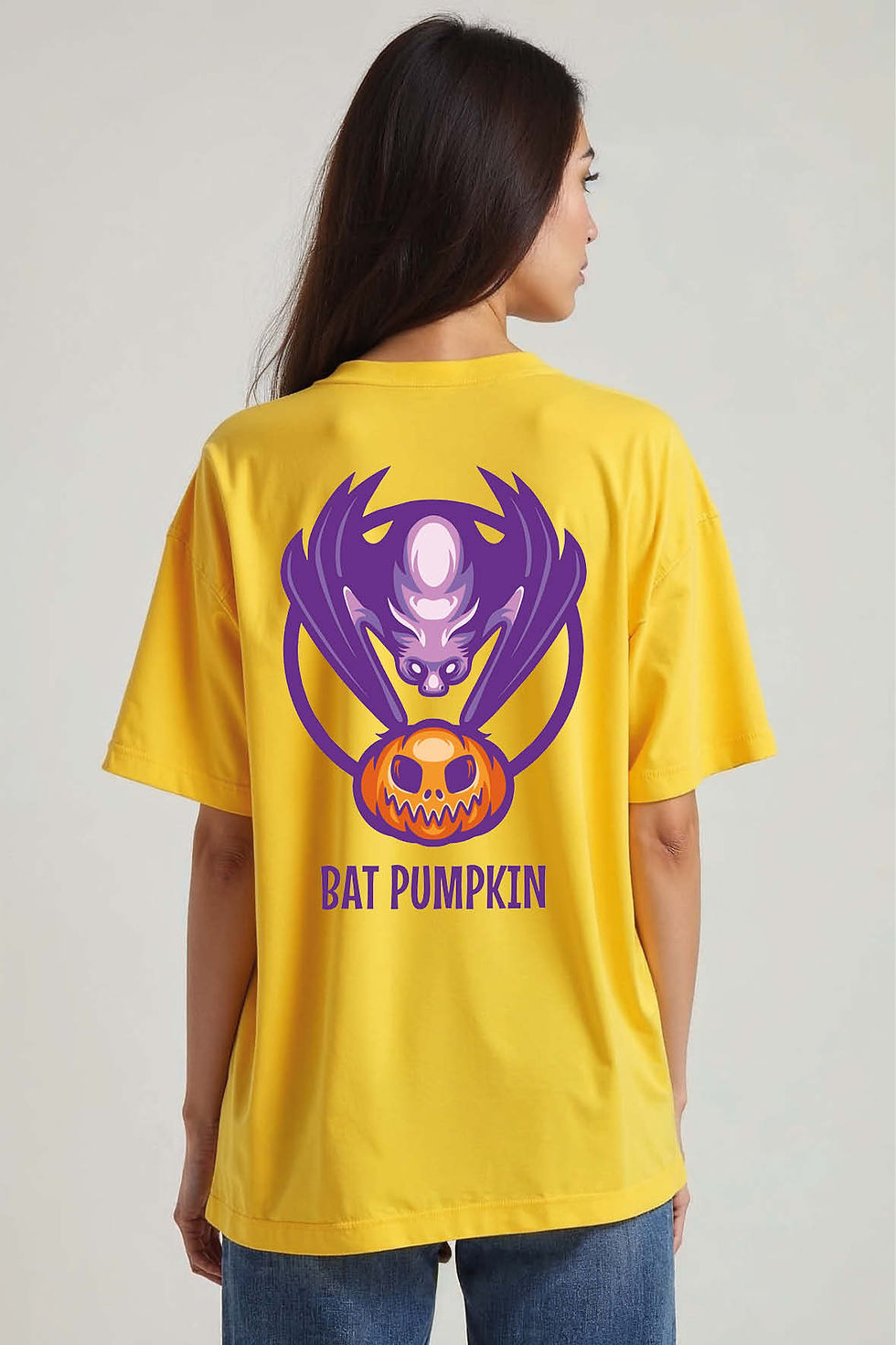 bat pumpkin Aesthetic Unisex Oversized Drop Shoulder Tees For Men & Women