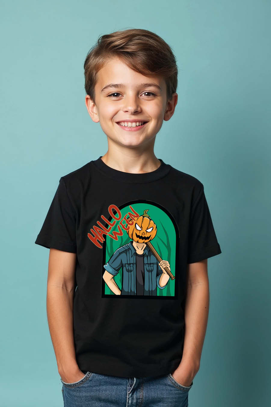 Thumbnail: hallo ween Everyday Cute Kids Typography T-Shirt - Print Design Boys & Girls