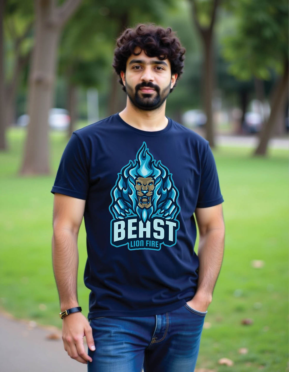Thumbnail: beast lion fire mens printed graphic t shirts