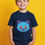 Thumbnail: Blue Button-Eyes Zombie Cat T-Shirt Trendy Cute Kids Typography T-Shirt – Print