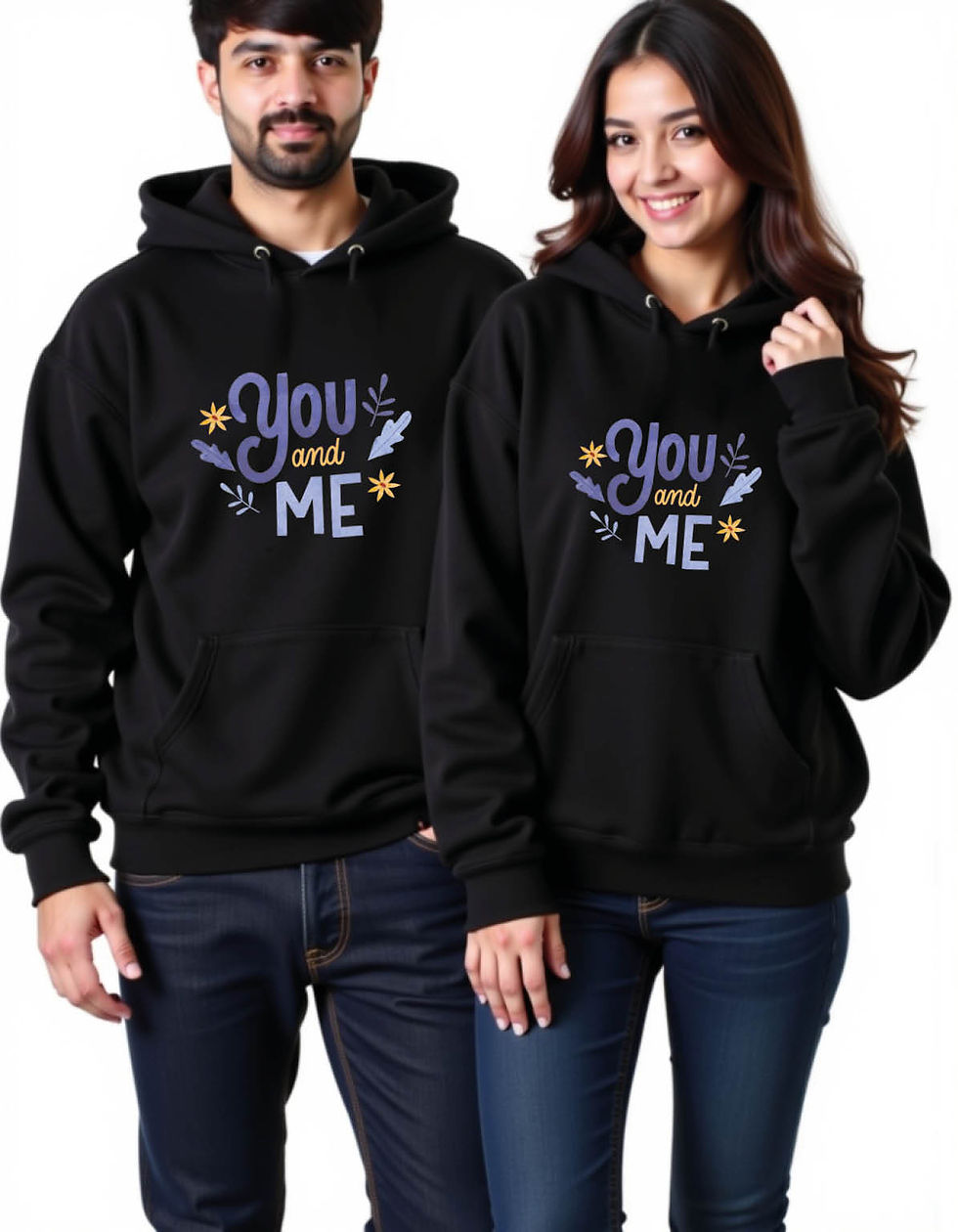 Thumbnail: you and me Stylish Printed Graphic Couple Hoodies Streetwear