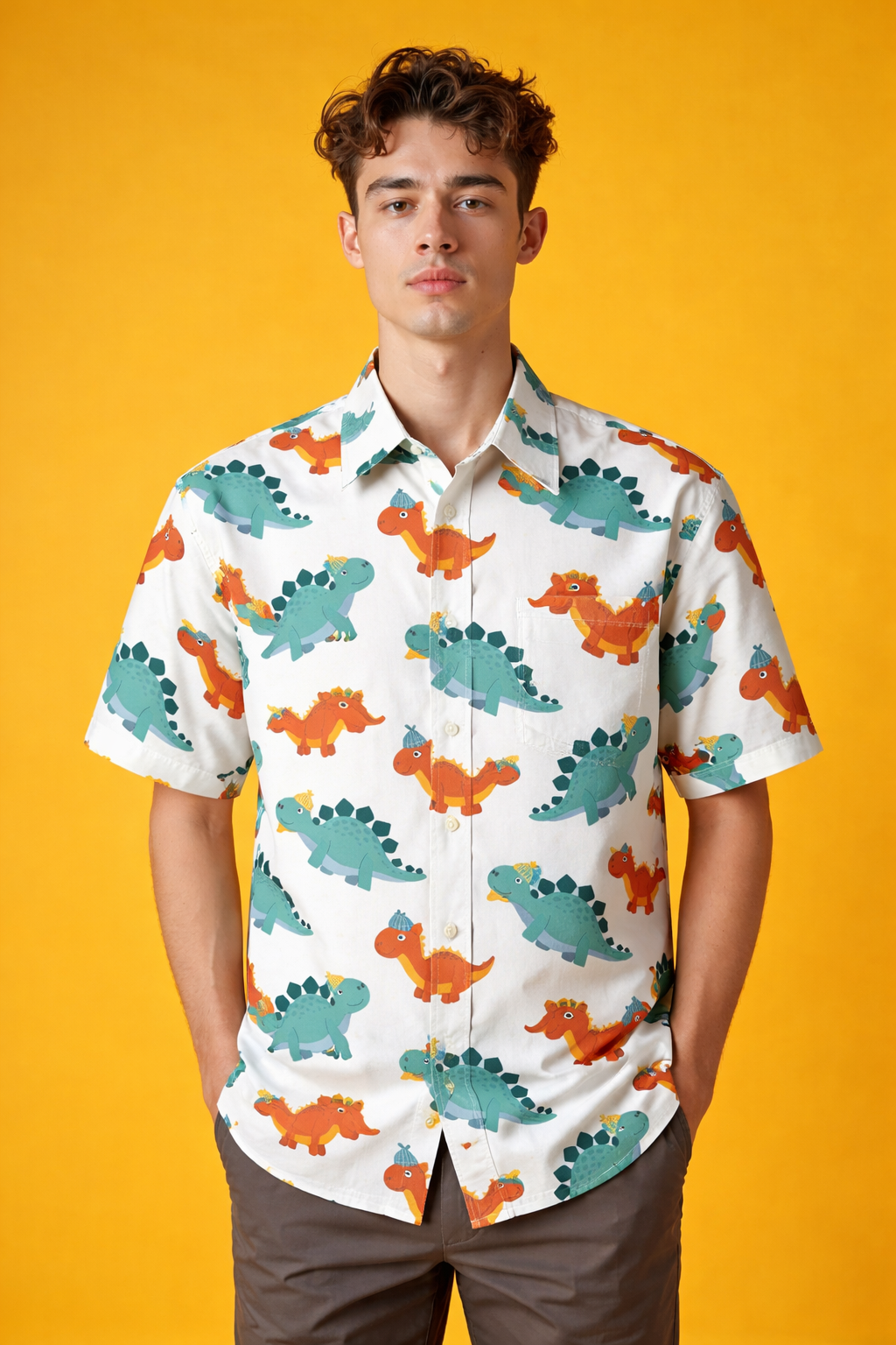 Dinosaur fun Trend Ready Patterned All Over Print Oversized Shirt