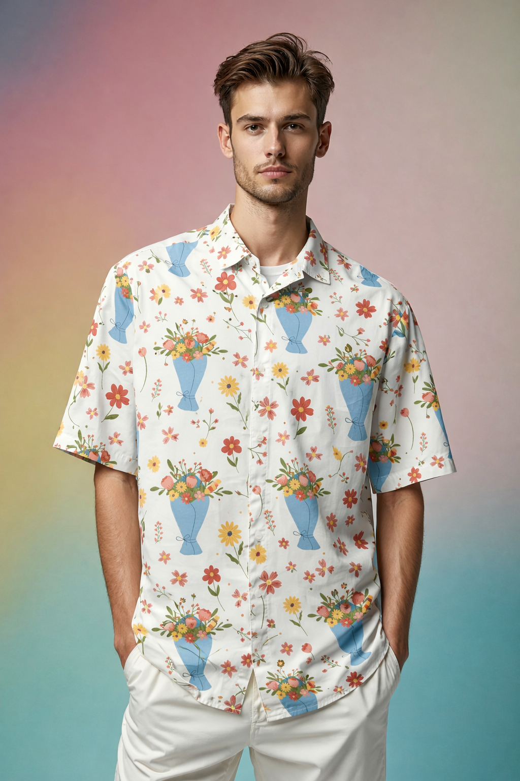 Floral elegance Premium Comfort Patterned AOP Oversized Shirt