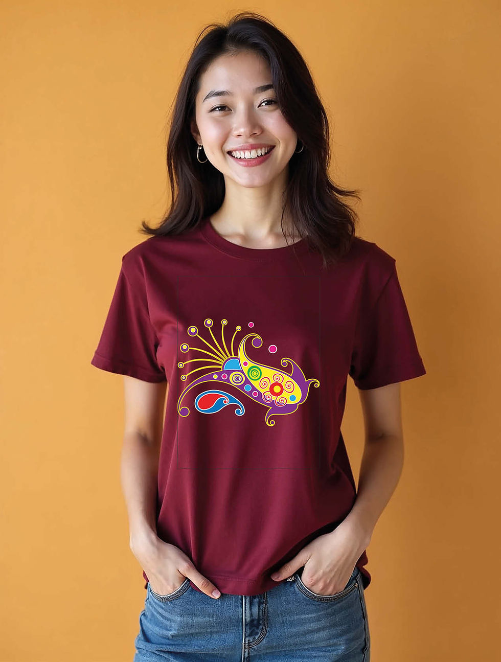 Thumbnail: Psychedelic Paisley Graphic Classic Women’s Typography T-Shirt – Sale