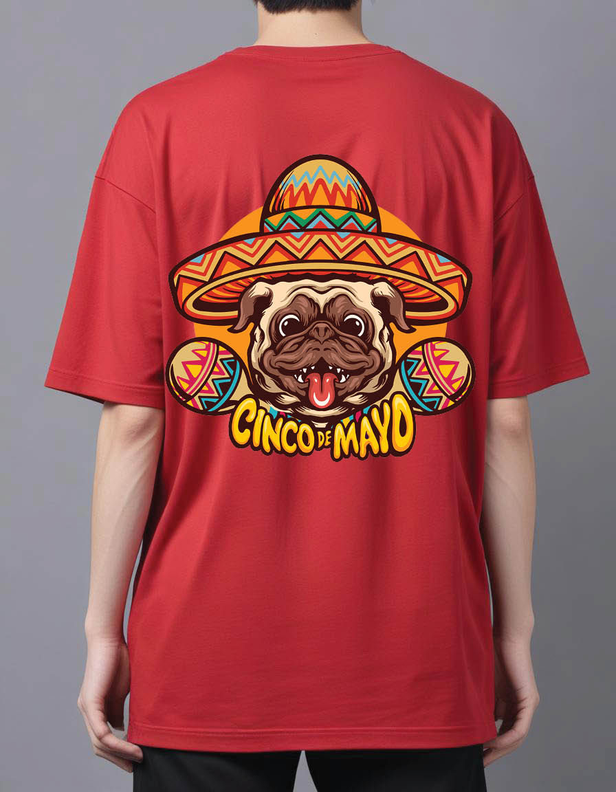 Thumbnail: cinco de mayo pug dog Mens Oversized Printed T shirt