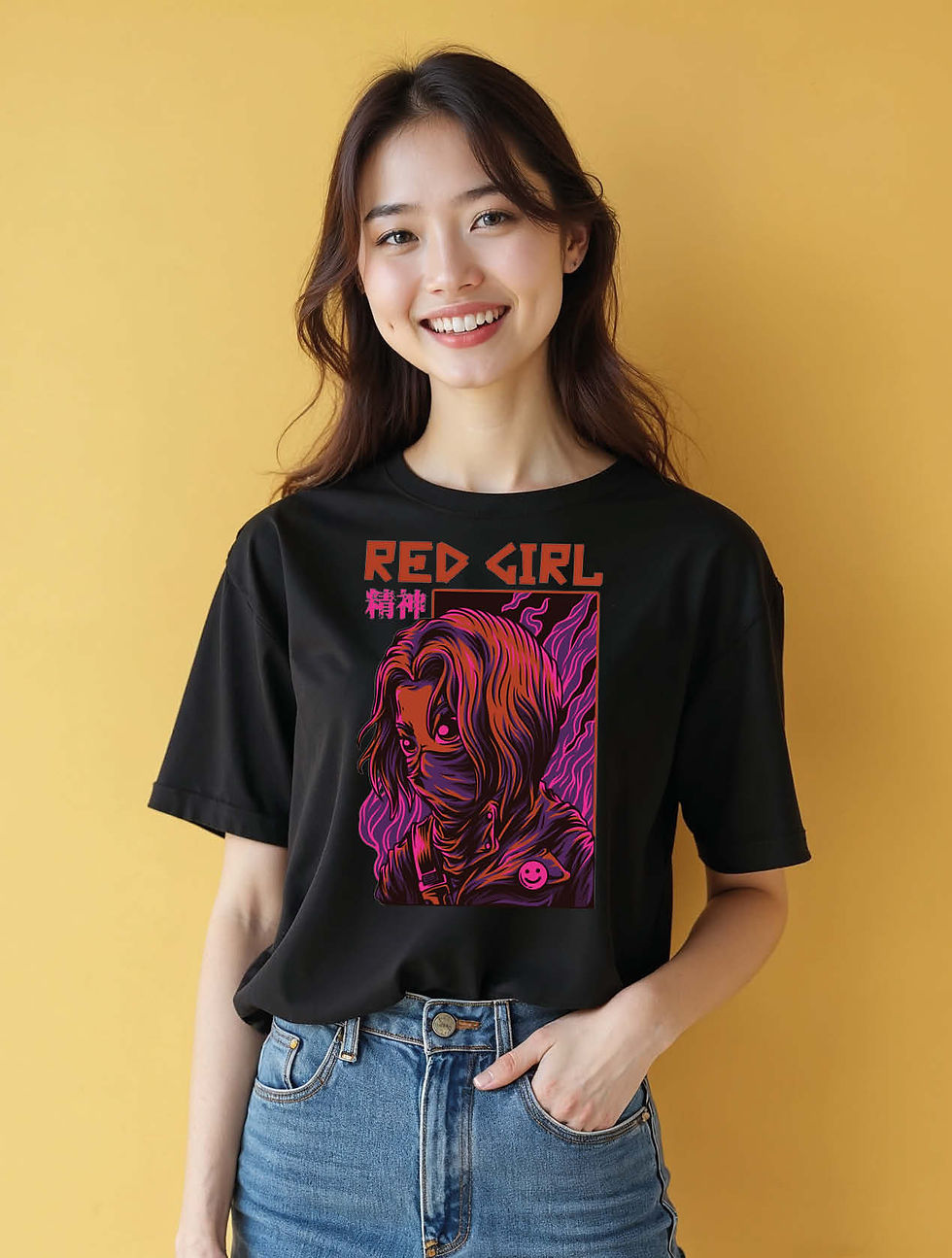 Thumbnail: red girl Urban Women’s  Printed Graphic Typography T-Shirt – Shop Now