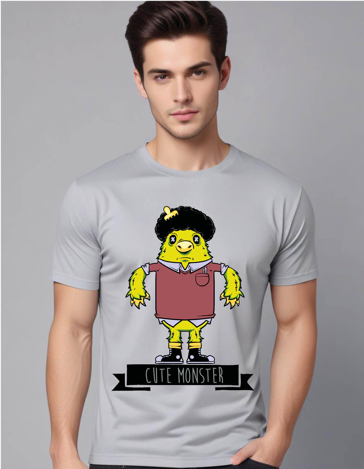 cute monster mens printed graphic t shirt