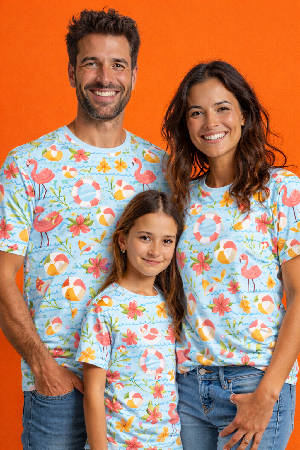 beachwear family matching printed tees pack of 3