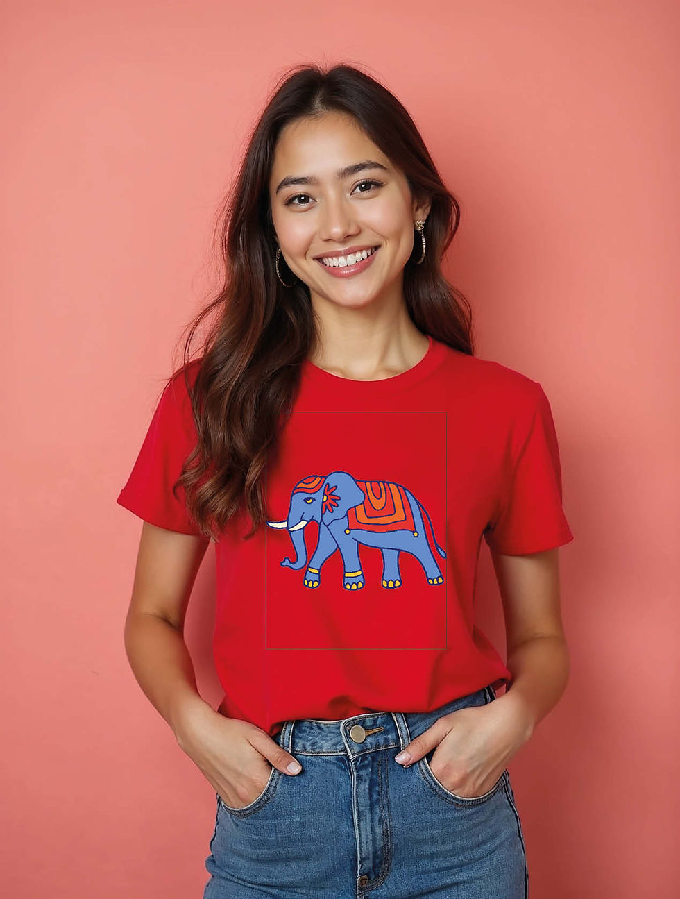 Thumbnail: Indian Elephant Parade Casual Women’s Printed Graphic Streetwear T-Shirt – Shop