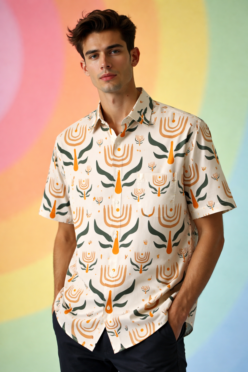 Botanical Urban Cool Patterned All Over Print Oversized Shirt