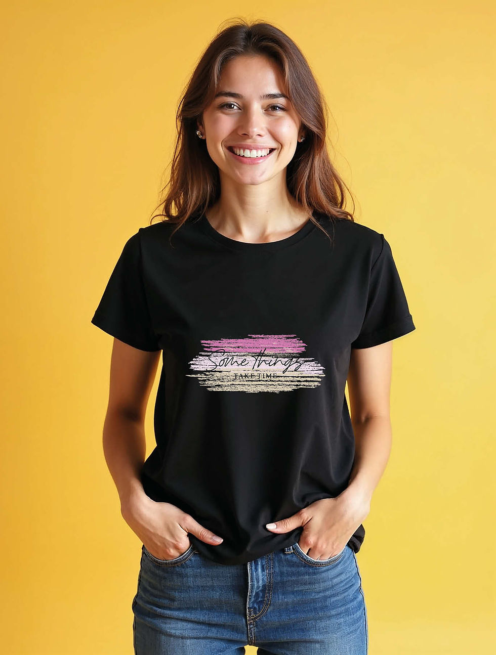 Thumbnail: Brushstroke Graphic and Some Things Just Are Slogan Chic Women’s Quote T-Shirt