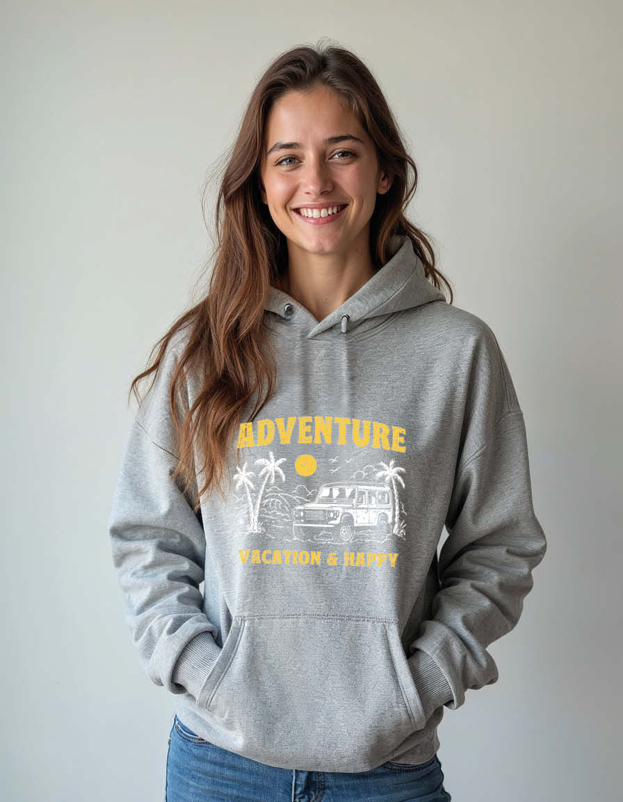 Thumbnail: Advanture vacation happy Unisex Graphic Printed Hoodie