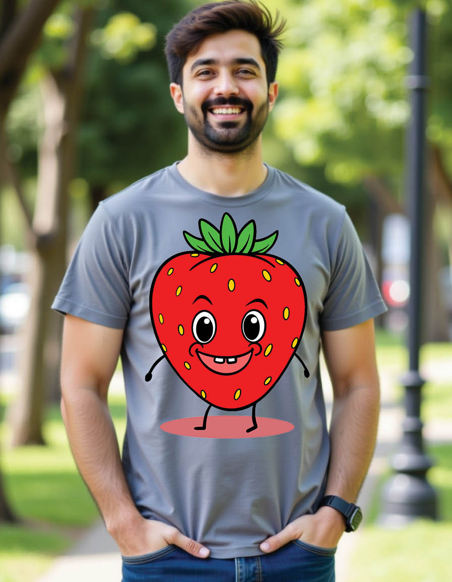Thumbnail: litle strawberry cartoon mens printed graphic t shirt