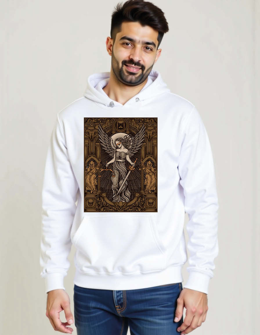 Thumbnail: vector art of an angel of justice Unisex Graphic Printed Hoodies