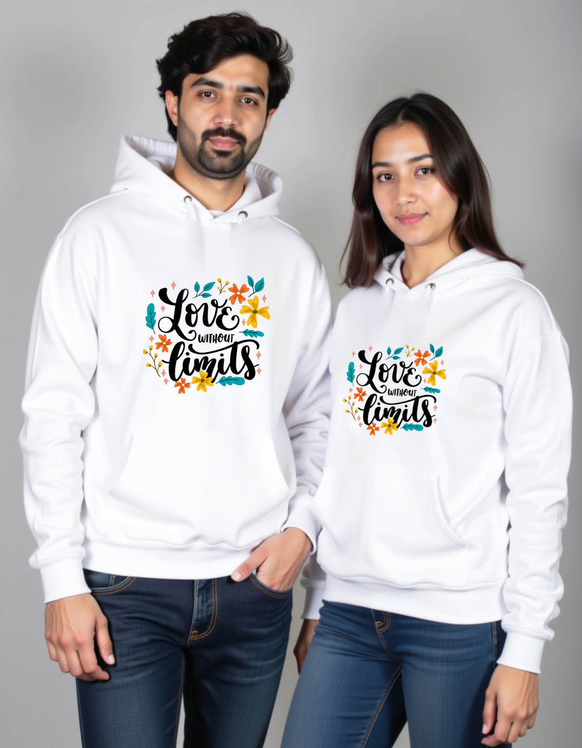 love without limits Trendy Printed Graphic Couple Hoodies