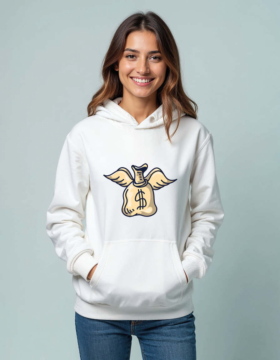 Thumbnail: Winged Money Bag Illustration Classic Unisex Printed Graphic Hoodies