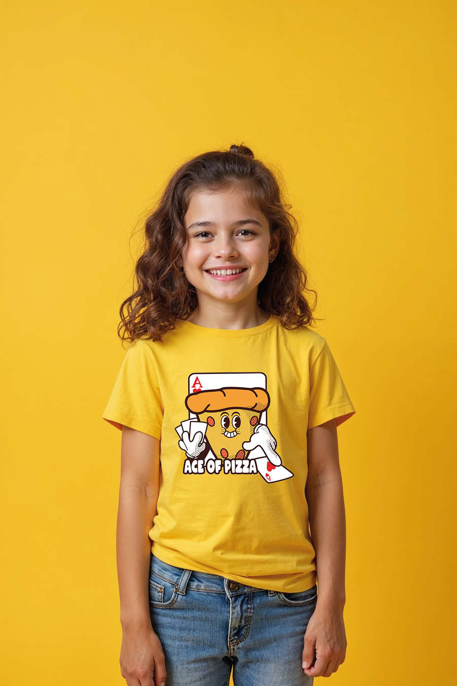 Thumbnail: Ace Of Pizza Casual Typography Print T-Shirt for Kids – Typography Print Design