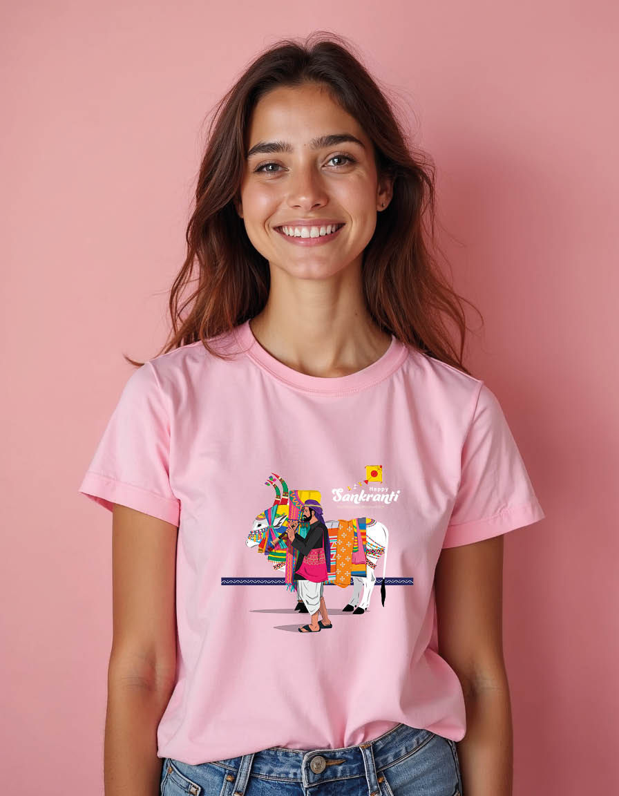 Thumbnail: Happy sankranti Unisex printed graphic t shirt