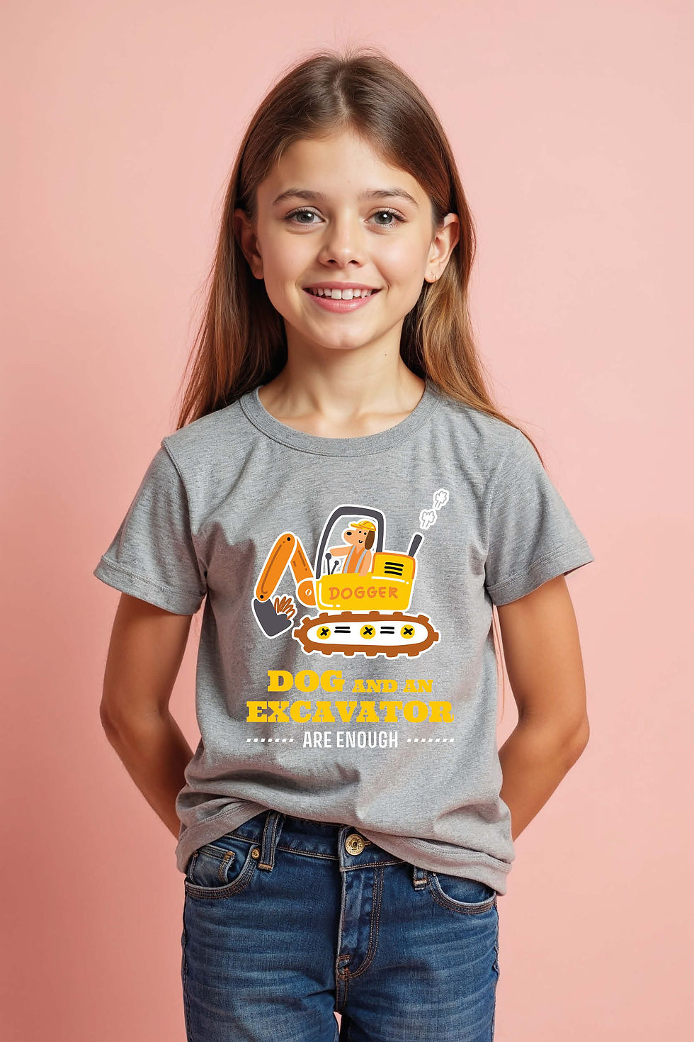 Thumbnail: Dog and Excavator Graphic Kids T-Shirt – Fun Construction Theme Tee for Boys & G