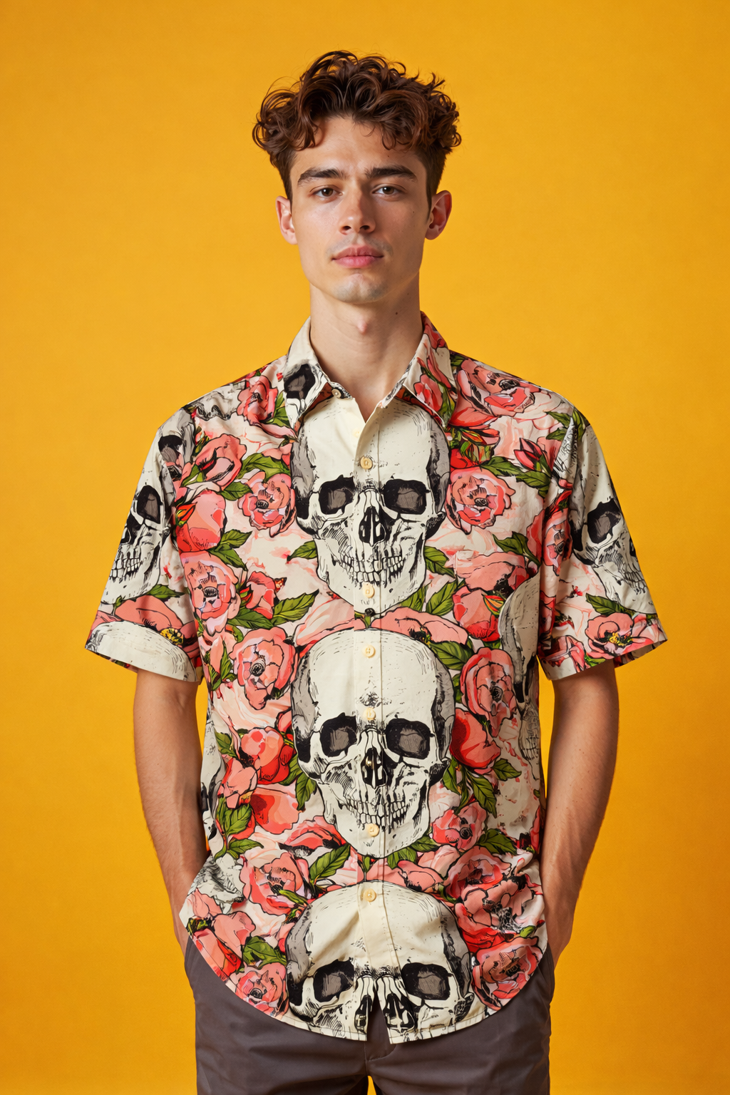 floral skull Patterned All Over Print Oversized Shirt – Urban Premium Edition