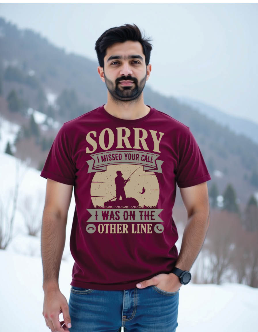 Thumbnail: sorry i missed your call i was other line fishing mens printed graphic t shirt