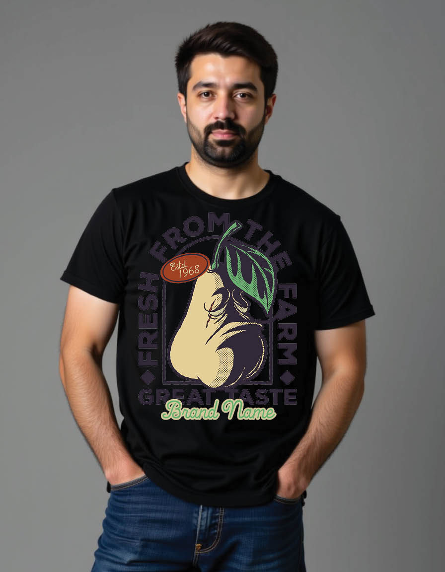 Thumbnail: emblem of fierce faced pear fruit mens printed graphic t shirt