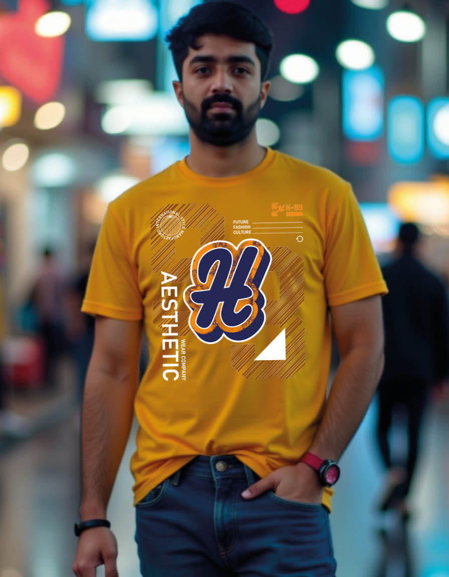 Thumbnail: AESTHETIC H mens printed graphic t shirt