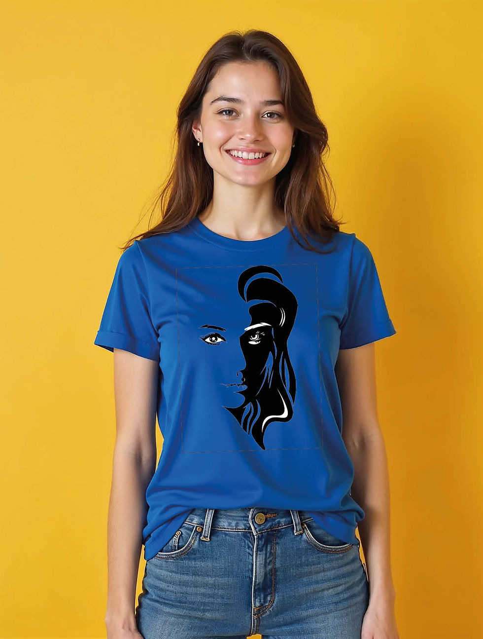 Thumbnail: Two-Tone Split Face Profile  Cool Women’s Quote T-Shirt – Premium Quality