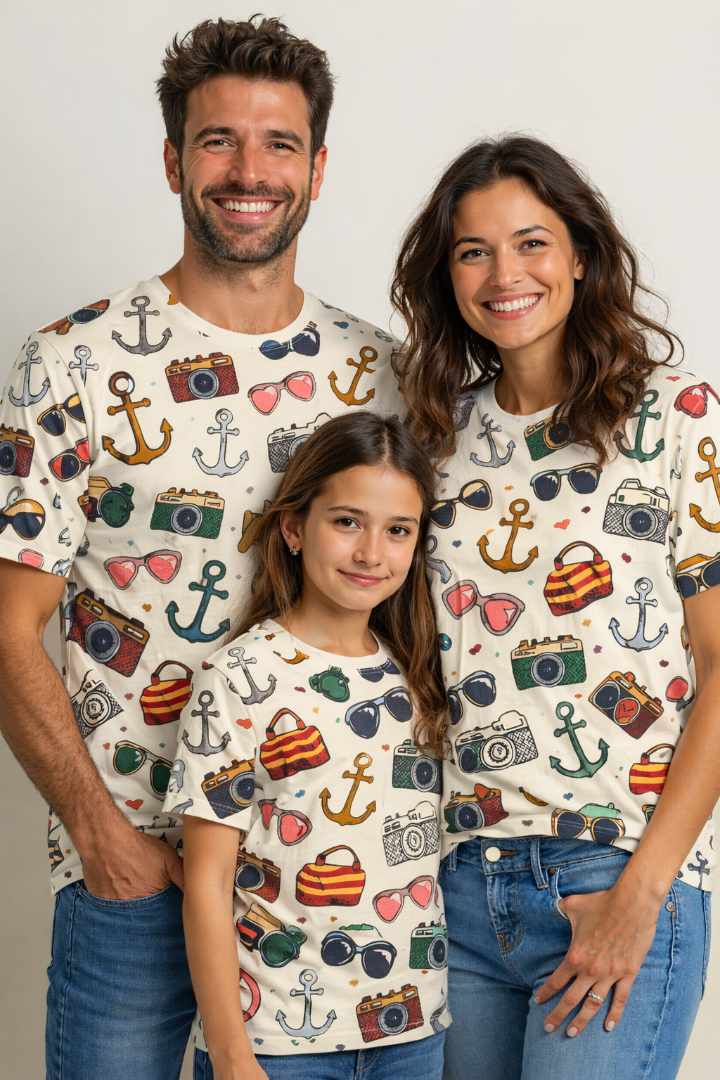 Family vintage travel styles matching printed tees pack of 3