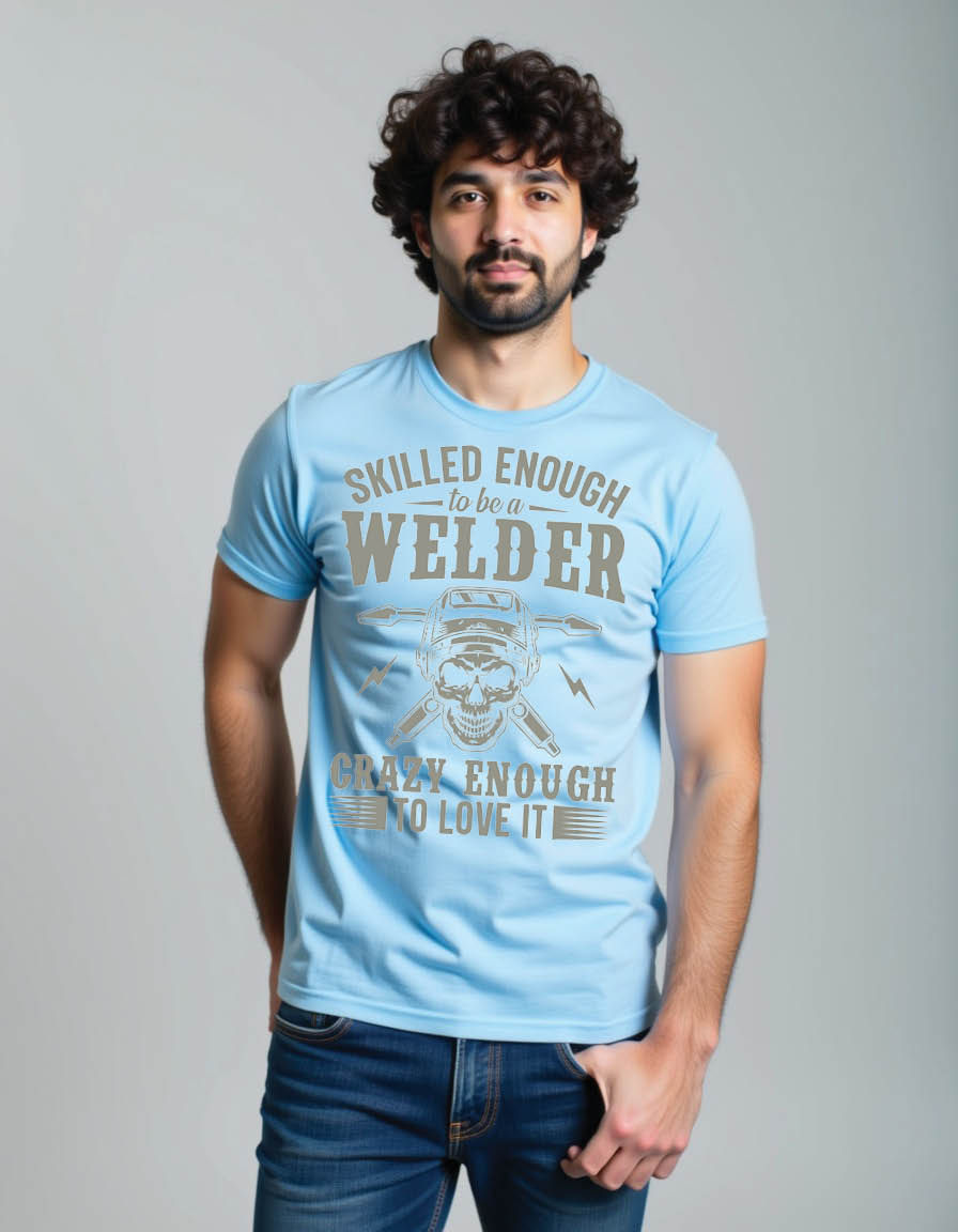 Thumbnail: skilled enough be welder crazy enough love it mens printed graphic t shirt
