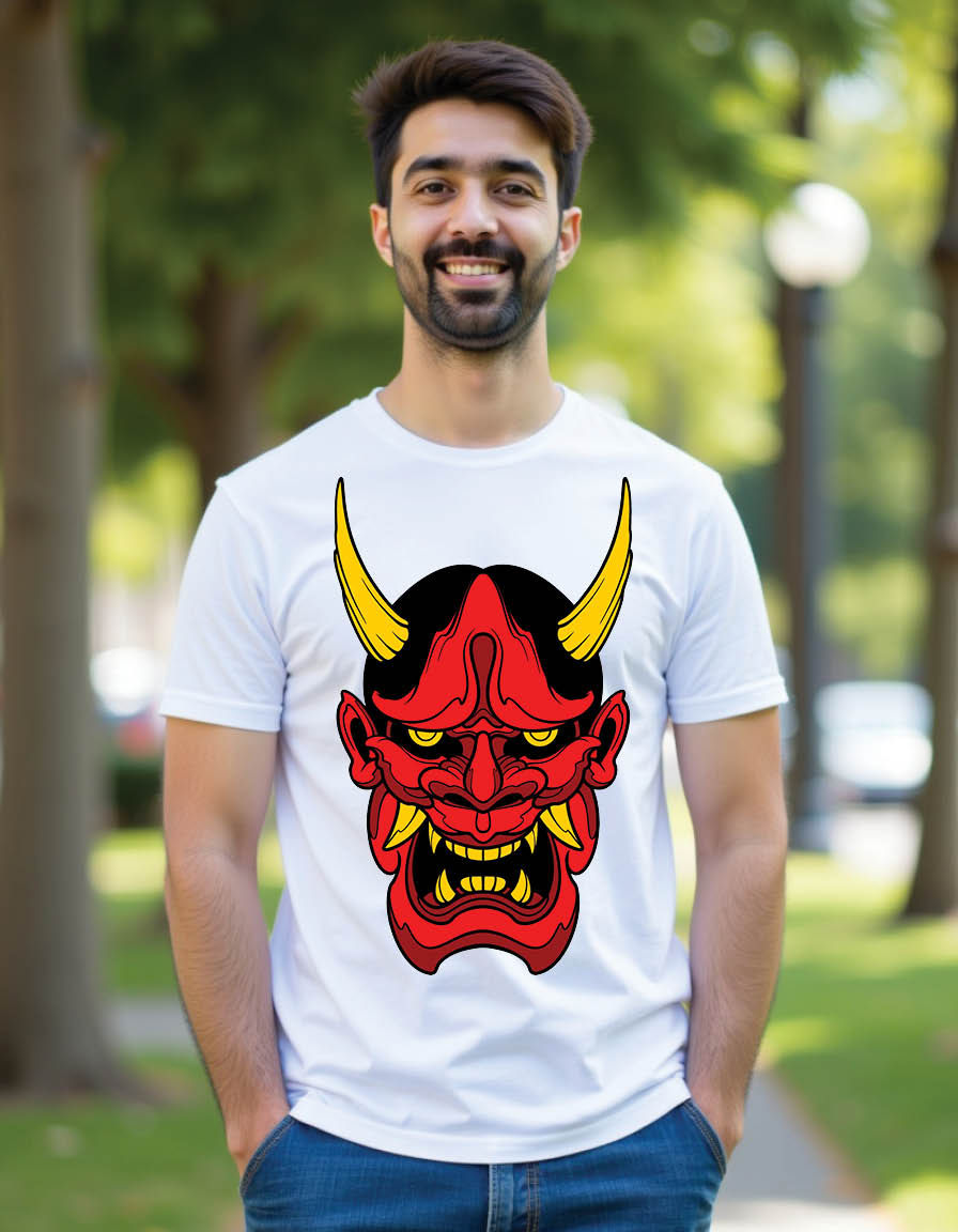 Thumbnail: demon mask mens printed graphic t shirt