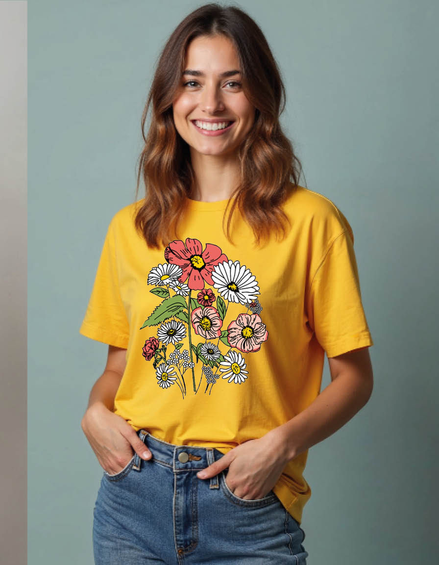 Flowers Fashion Graphic T-Shirt for Men, Women & Kids