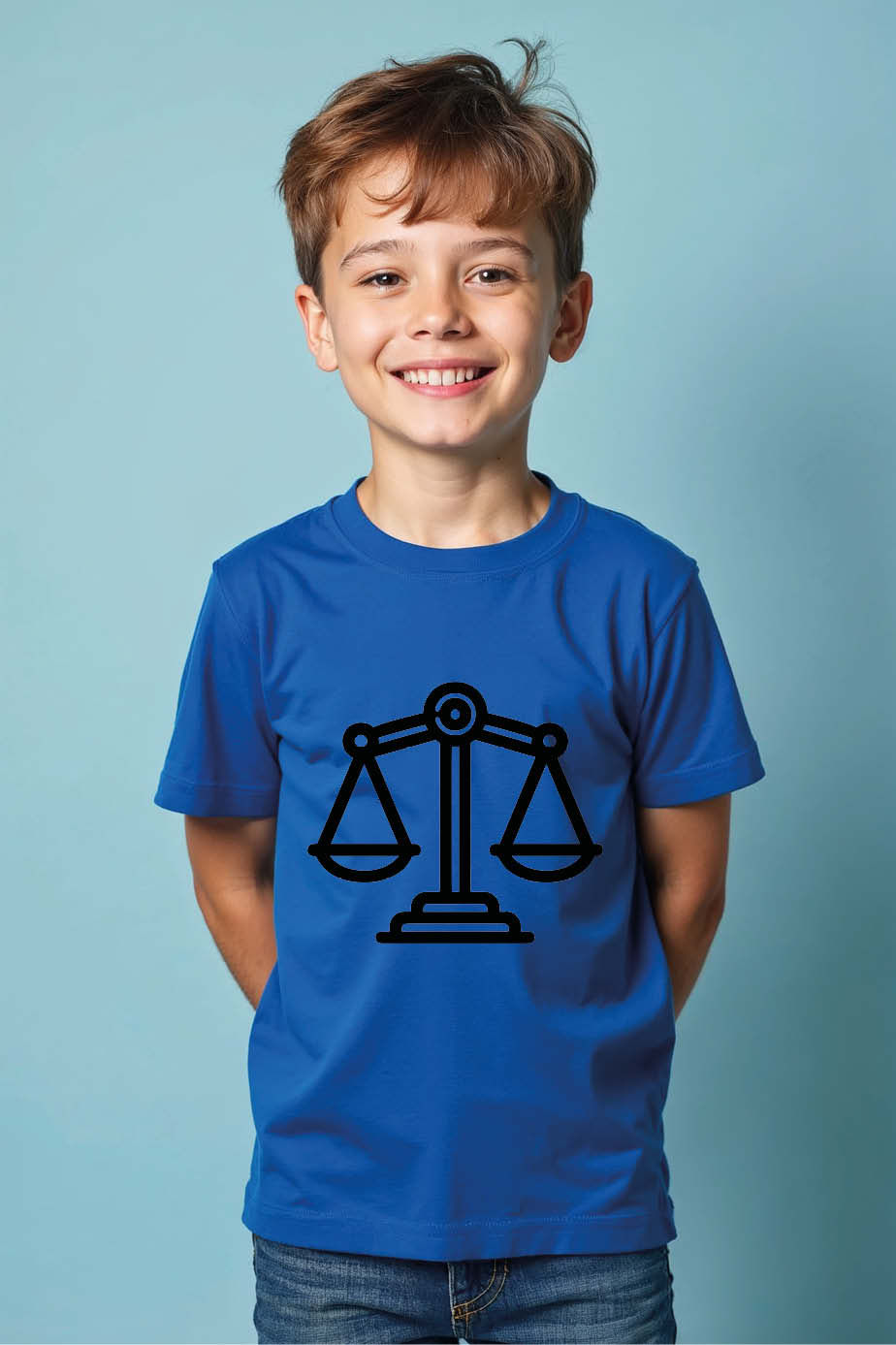 Thumbnail: Justice Balance Scale Kids Graphic T-Shirt Cool Kids Printed T-Shirt