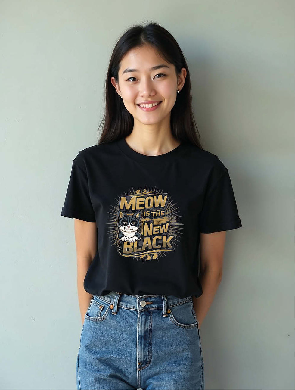 Thumbnail: meow is the new black Chic Women’s Printed Graphic Streetwear T-Shirt – Shop Now