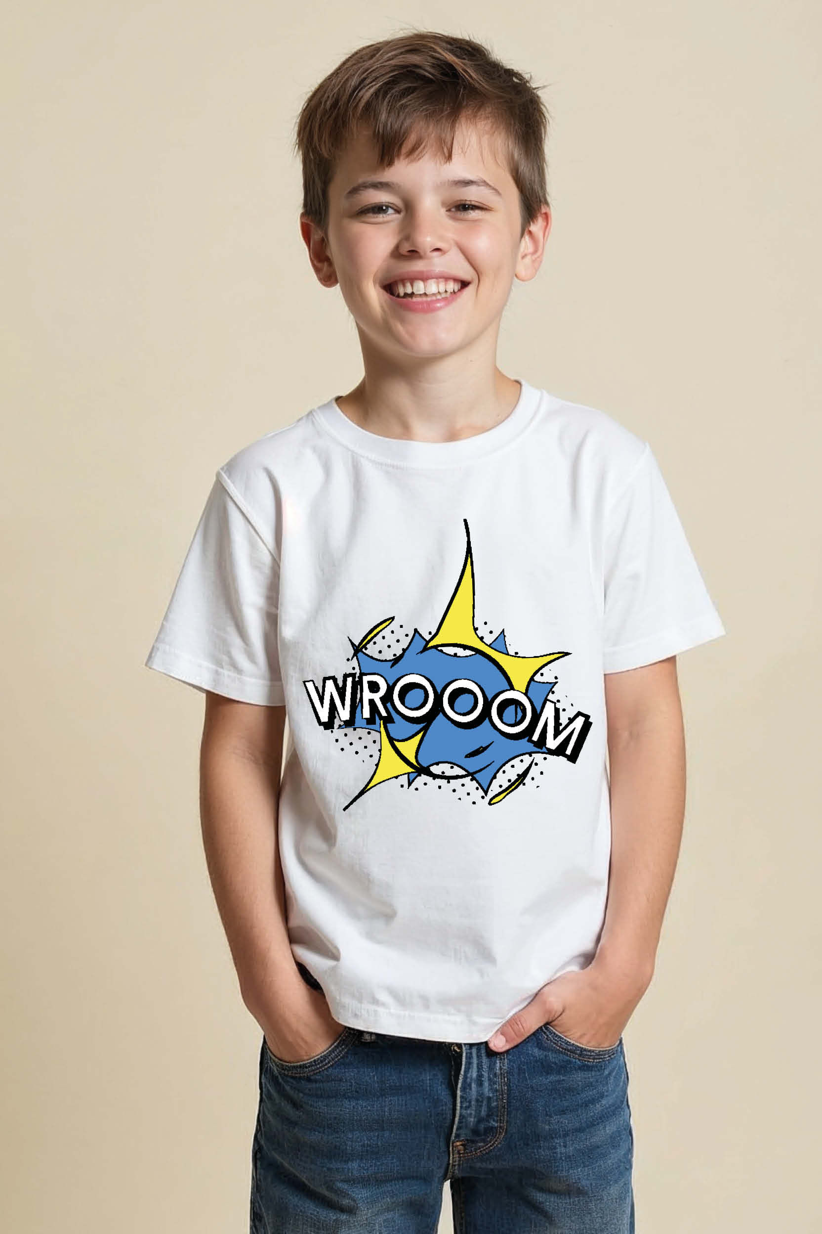 wrooom Cotton Cool Kids T-Shirt – Graphic Print Design for Boys & Girls