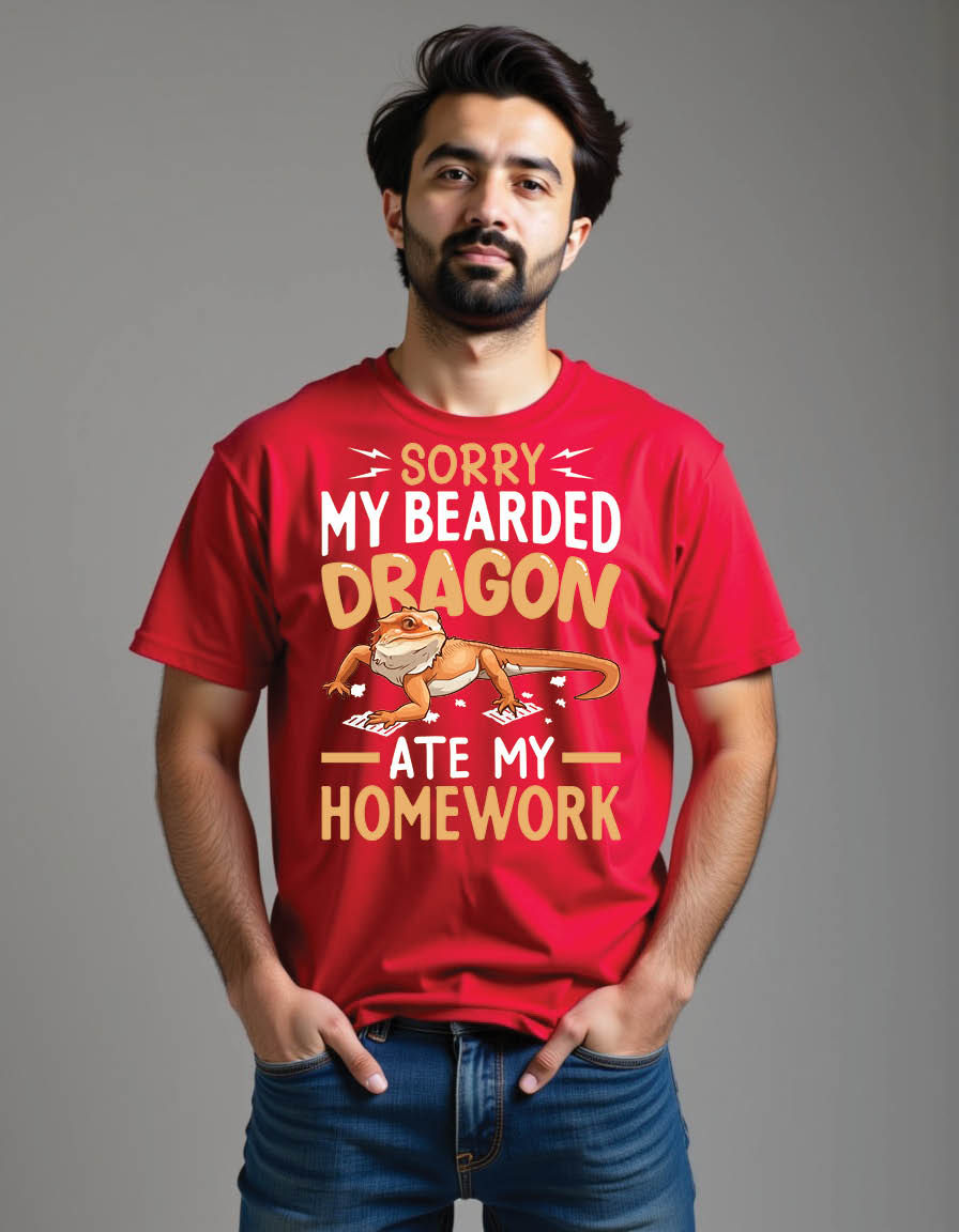 Thumbnail: sorry my bearded dragon ate my homework pogona mens printed graphic t shirt