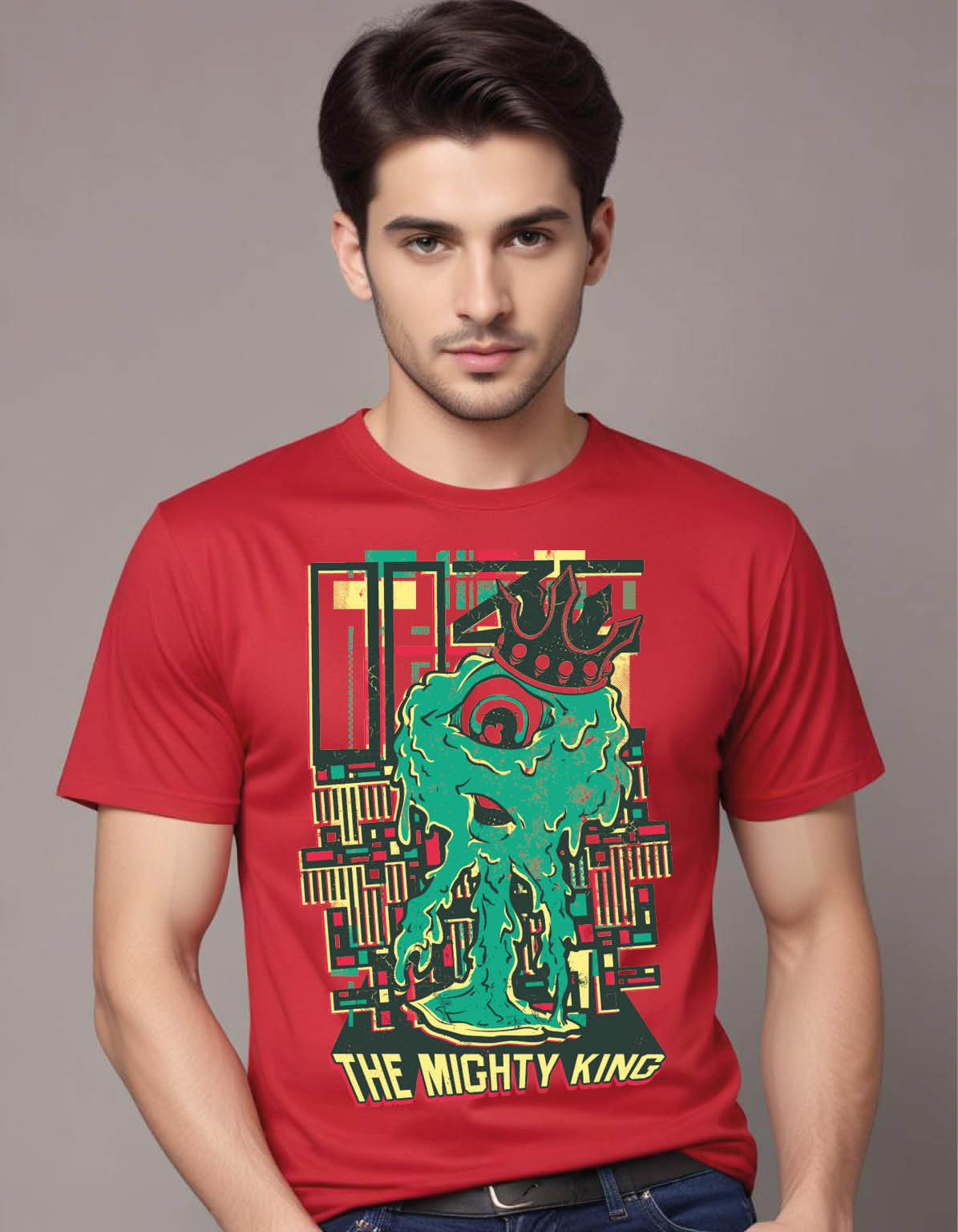 cyclop dripping monster with royal crown mens printed graphic t shirt